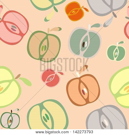 Seamless colorfull background with apples. Vector illustration.