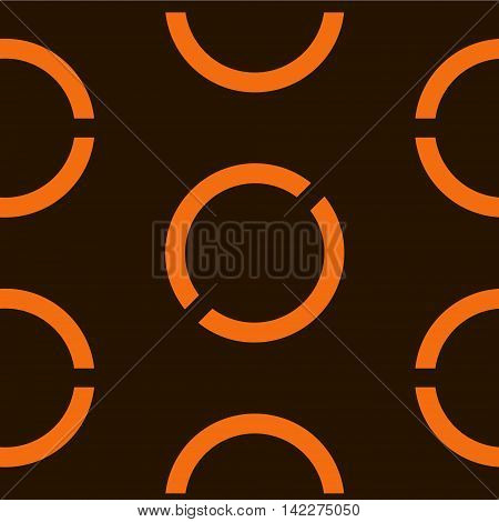 Seamless geometric background with round elements. Vector background. Orange on the dark background.