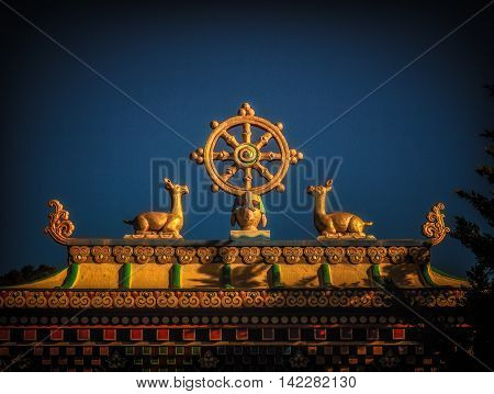 Panillo Vajrayana Tibetan Buddhist temple in Spain at Dawn