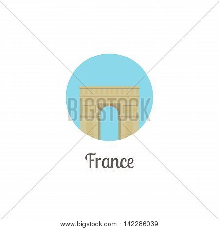 France arch landmark isolated round icon. Vector illustration