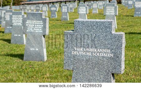 VAZEC SLOVAKIA - OCTOBER 30: Military cemetery from World war two on October 30 2015 in Vazec