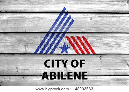 Flag Of Abilene, Texas, Usa, Painted On Old Wood Plank Background
