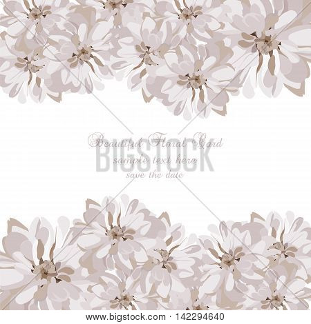 Wedding Invitation delicate aster flowers card. Spring Summer Flower Banner for greeting cards and invitations of wedding birthday mother's day and other seasonal holiday