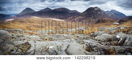 Panoramic skyline of the Glamaig on Isle of Skye - Scotland, UK