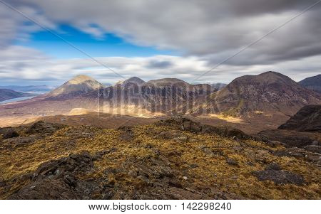 Panoramic skyline of the Glamaig on Isle of Skye - Scotland, UK