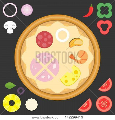 Vector ingredient for design your own pizza,flat design