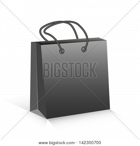 Realistic black package for products of clothes