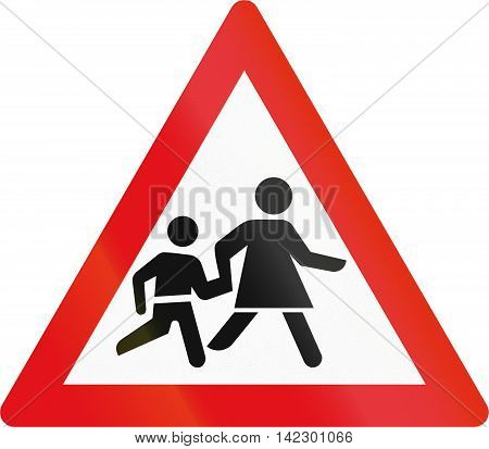 Road Sign Used In The African Country Of Botswana - Children