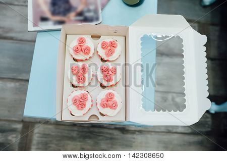 eco-friendly French makarons cake on the table.