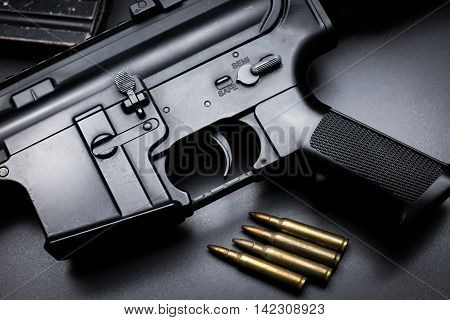 M4A1 assault rifle on black background ,