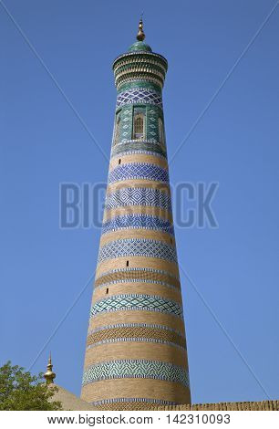 Minaret of Islam Khodja - Islam Xoja - in Khiva, Uzbekistan
