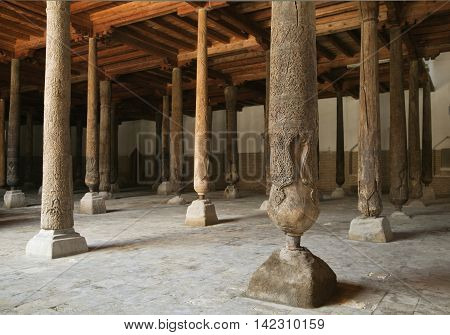 Friday - Djuma - mosque with wooden columns, Khiva, Uzbekistan