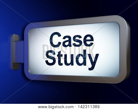 Education concept: Case Study on advertising billboard background, 3D rendering