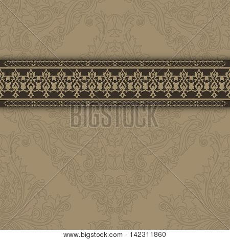 Decorative vintage background with old-fashioned patterns and ornate border.