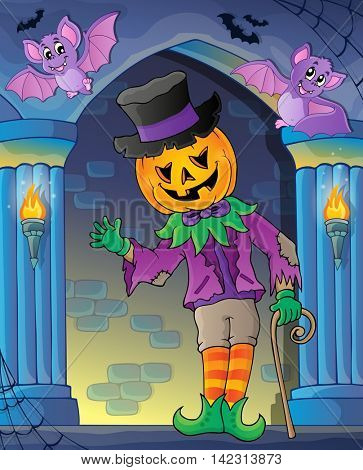 Wall alcove with Halloween figure - eps10 vector illustration.