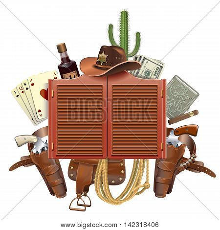 Vector Cowboy Saloon Concept isolated on white background