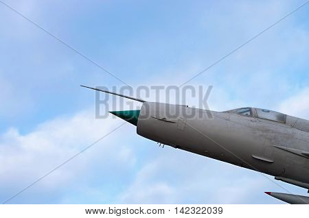 combat fighter the MiG-21 against the sky