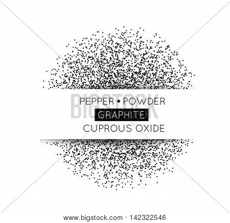 Black circle made of black dots. Vector illustration. Pepper, graphite, gunpowder on white
