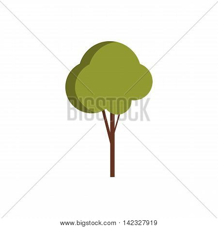 Green tree with a rounded crown icon in flat style on a white background