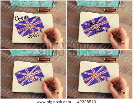 Photo Collage With Census 2021 United Kingdom Concept