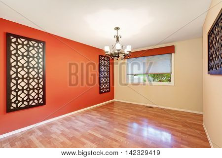 Empty Room Interior With Latticework Decor On The Walls