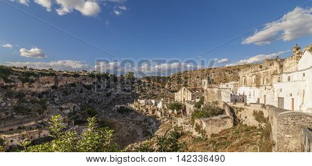 Panoramic view of Ginosa a typical south italian village similar to Matera