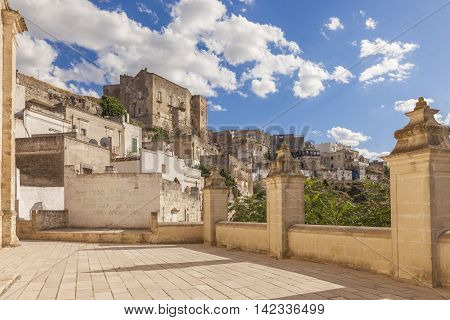 Panoramic view of Ginosa a typical south italian village similar to Matera