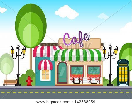 Small Colorful coffee cafe in small city