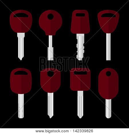 Car Key Set on Black Background.Vector illustration