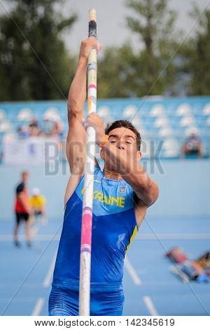 SHEVTSOV Taras from Ukraine during Pole Vault competition at the European Athletics Youth Championships in the Athletics Stadium Tbilisi Georgia 14 July 2016