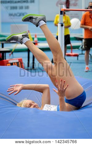 POLTAVETS Oleksandra from Ukraine during high jump girls competition at the European Athletics Youth Championships in the Athletics Stadium Tbilisi Georgia 14 July 2016