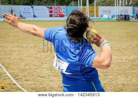 KHOPYAK Hanna from Ukraine during shot put competition at the European Athletics Youth Championships in the Athletics Stadium Tbilisi Georgia 14 July 2016