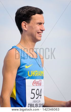 Ukraune athlete during 100m run competition at the European Athletics Youth Championships in the Athletics Stadium Tbilisi Georgia 14 July 2016