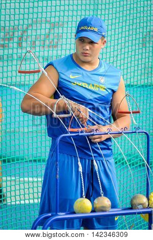 HAVRYLYUK Myhaylo from Ukraine during hammer throw boys competition at the European Athletics Youth Championships in the Athletics Stadium Tbilisi Georgia 14 July 2016