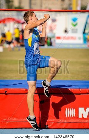 MOKRYAK Anton from Ukraine during high jump boys competition at the European Athletics Youth Championships in the Athletics Stadium Tbilisi Georgia 14 July 2016