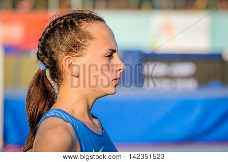 VDOVYCHENKO Darya from Ukraine during 400 m run competition at the European Athletics Youth Championships in the Athletics Stadium Tbilisi Georgia 15 July 2016