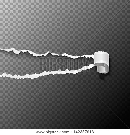 Ripped white paper background. Torn paper. Vector illustration.