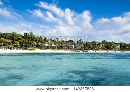 Beautiful Belle mare coastline in Mauritius island