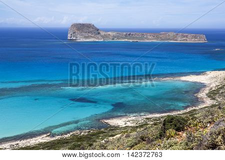 Landscape of Gramvousa, Balos bay in Crete island, Greece