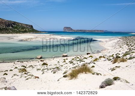 Landscape of Gramvousa, Balos bay in Crete island, Greece
