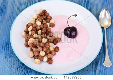Protein Chocolate Beakfast with Chia Seeds and Peanuts Studio Photo
