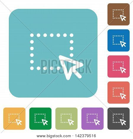 Flat drag and drop icons on rounded square color backgrounds.