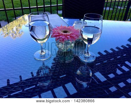 Breakfast with view at Osoyoos British Columbia Canada.