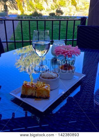 Breakfast with view at Osoyoos British Columbia Canada.