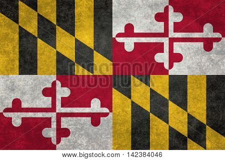 Maryland State flag with distressed grungy textures