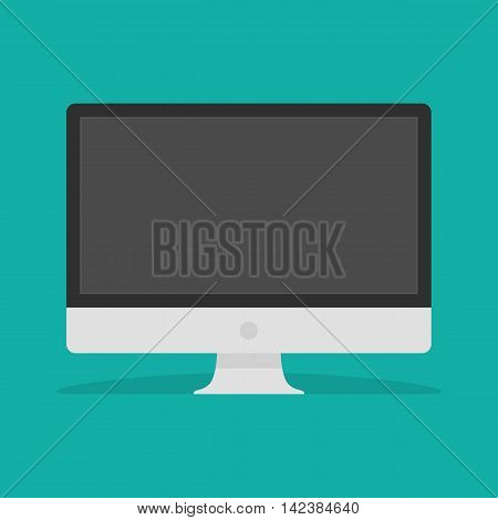 Computer Monitor vector icon. Illustration of PC desktop display in modern Flat style with a shadow. Computer web icon. Personal computer in flat style.