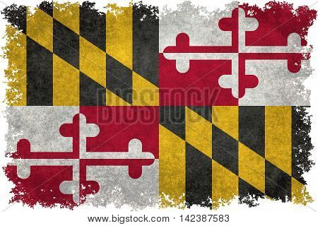 Maryland State flag with distressed grungy textures and edges