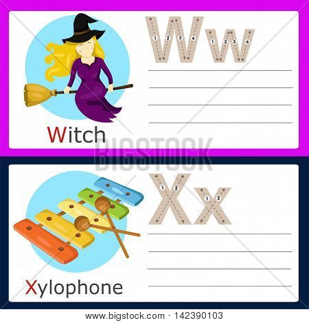 Illustrator of W-X exercise for kid and education