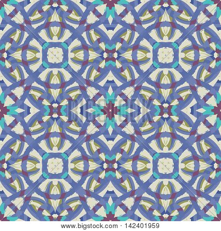 Seamless pattern with geometric and floral ornaments boho style. Tile repeat. vector
