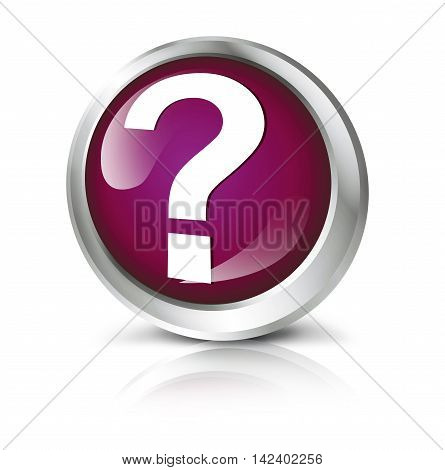 Glossy icon or button with question mark symbol. 3D illustration